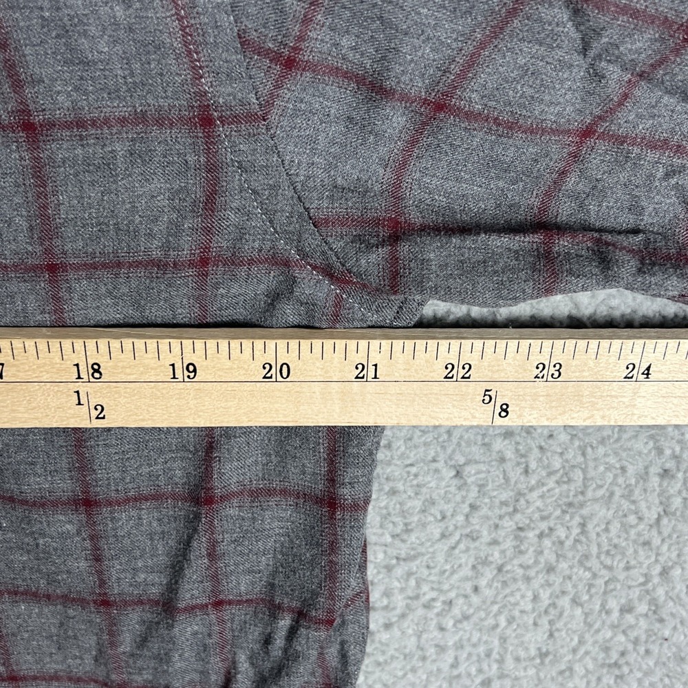 Untuckit Mens M Slim Fit Button Down Shirt Grey Burgundy Plaid Long Sleeve - Picture 9 of 11